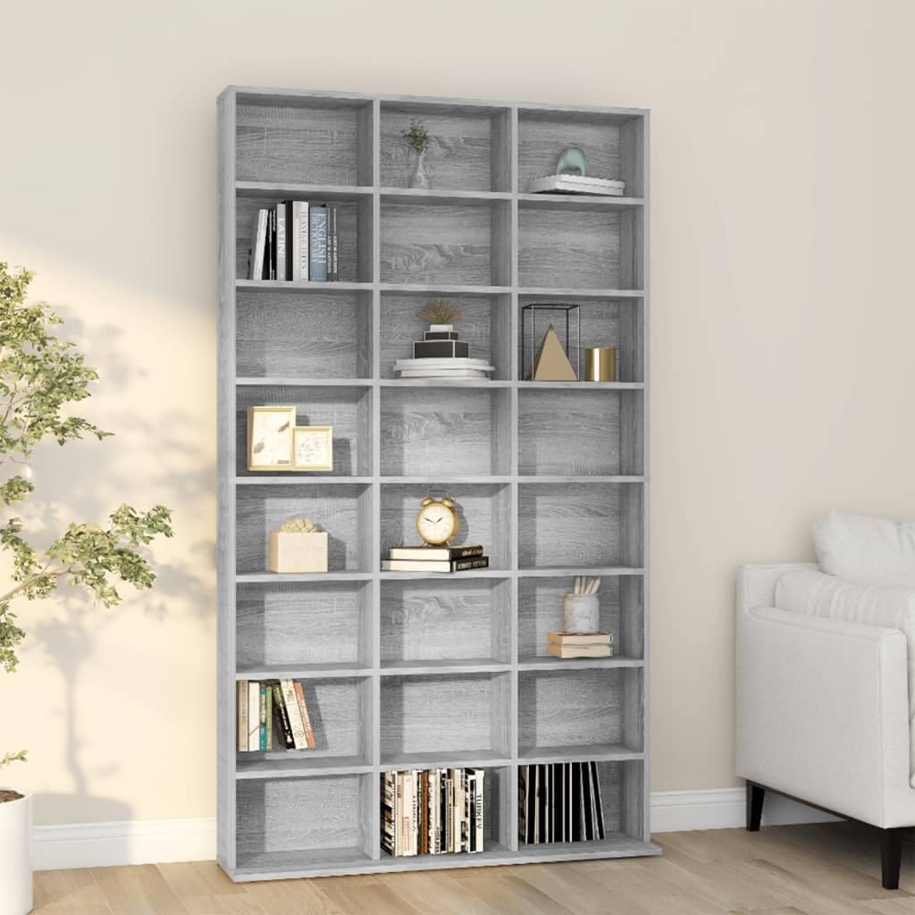 vidaXL Grey Sonoma Engineered Wood CD Cabinet - Multifunctional Storage Unit for Living Room, Office, or Bedroom